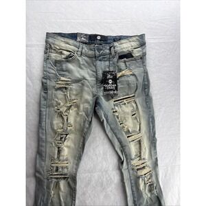 Jordan Craig Jeans Men's 32x32 Distressed  Light Ice Blue